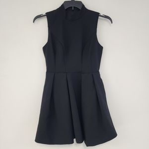 Tobi black mock neck sleeveless skater dress